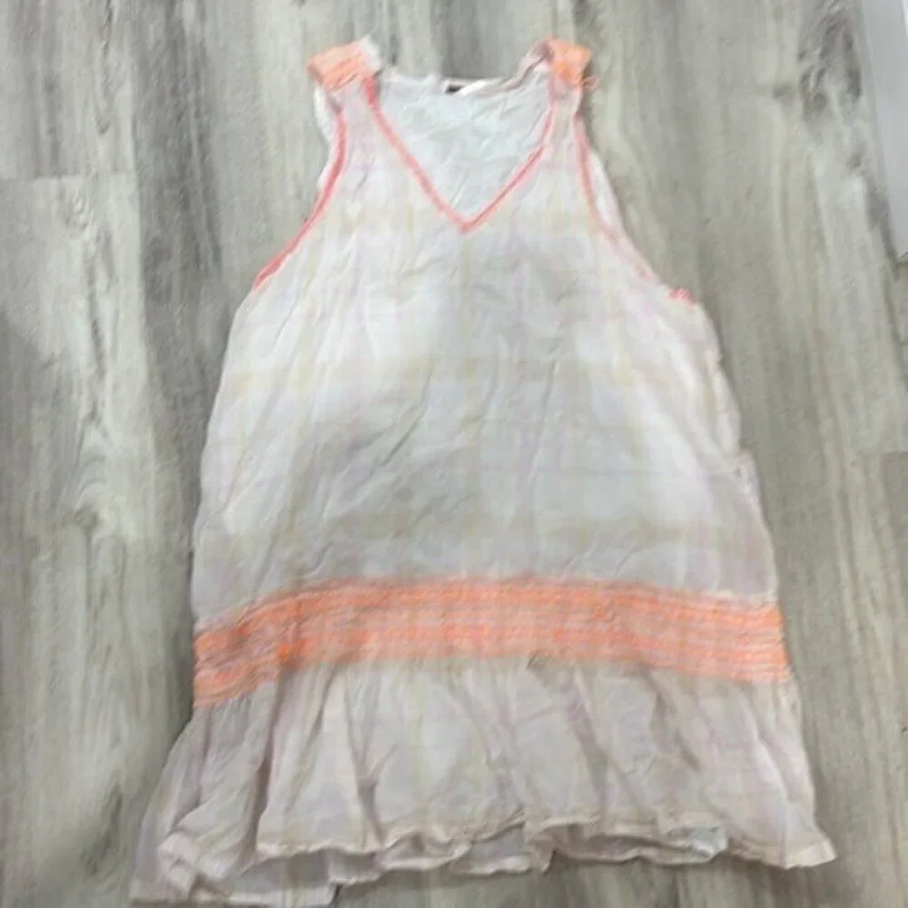 Free people flowly shear White and Orange Sleeveless Dress small